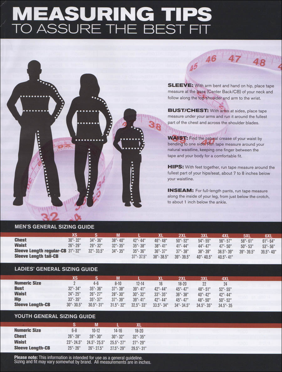 RUO-kaye sizing chart